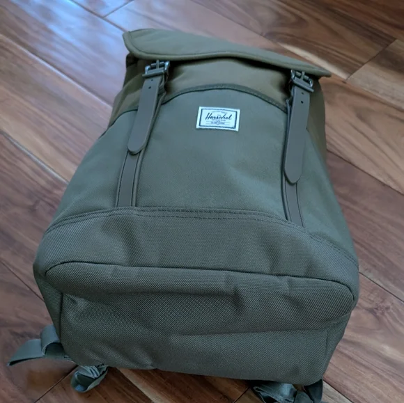 Herschel Supply Co Retreat Pro Military Olive / Ivy / Lime Backpack Nwt ❤️ - Picture 7 of 9